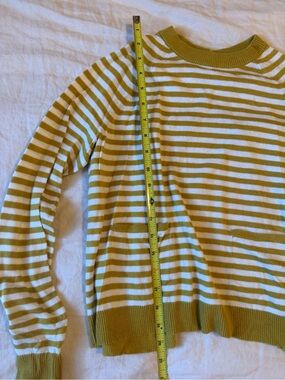 AnthropologieStriped Mustard and White Knit Sweater with open back XS